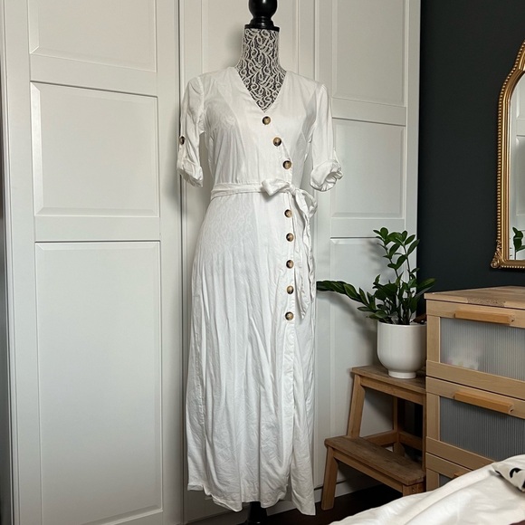 Zara button down white maxi dress size S - Picture 2 of 8